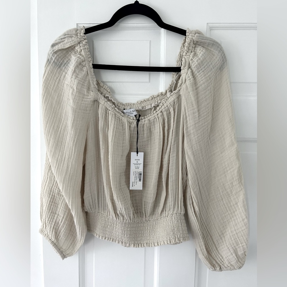 Michael Stars Double Gauze Square Neck Top M NWT
